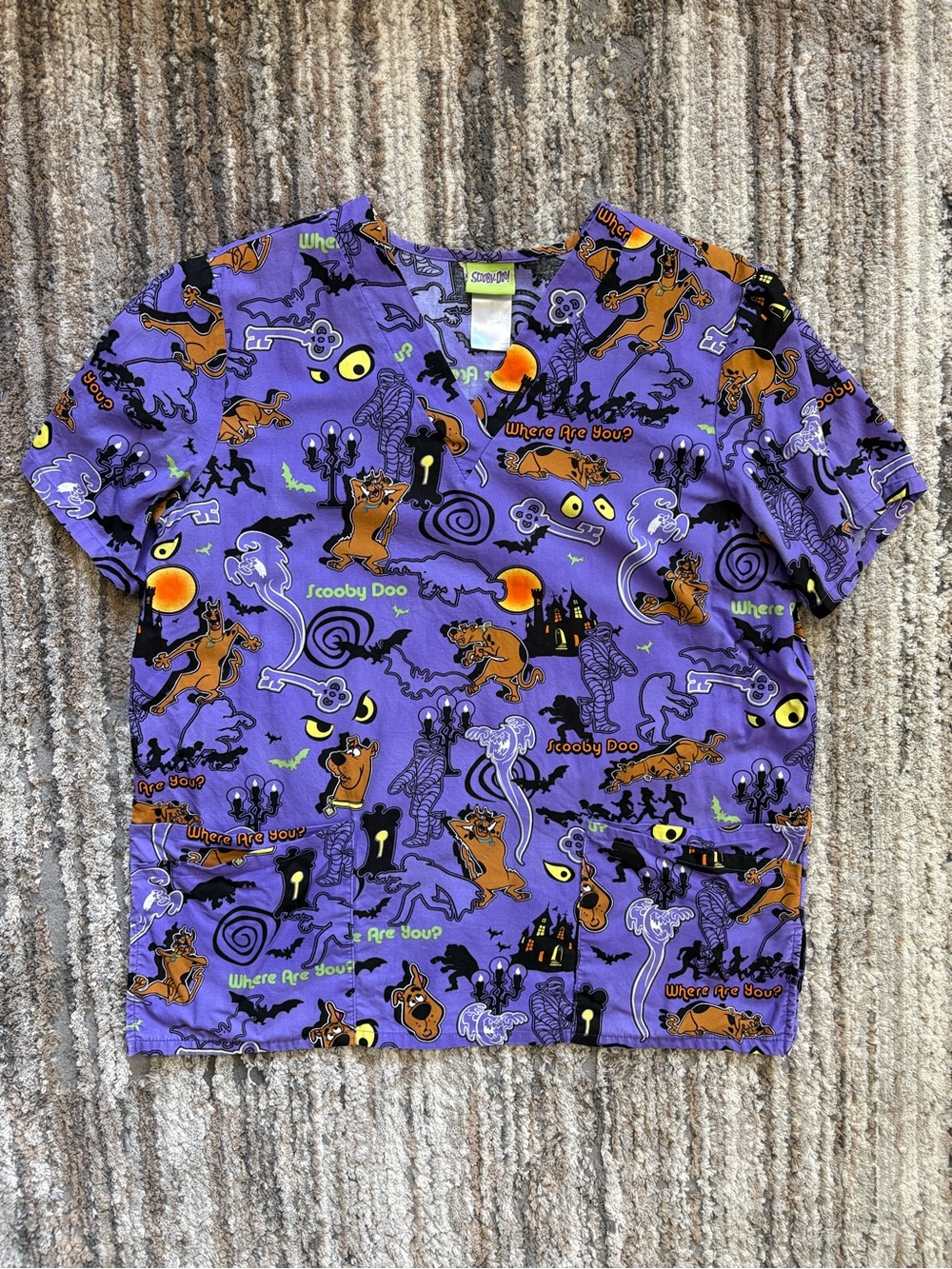 Purple Scooby Doo Halloween Scrub Top